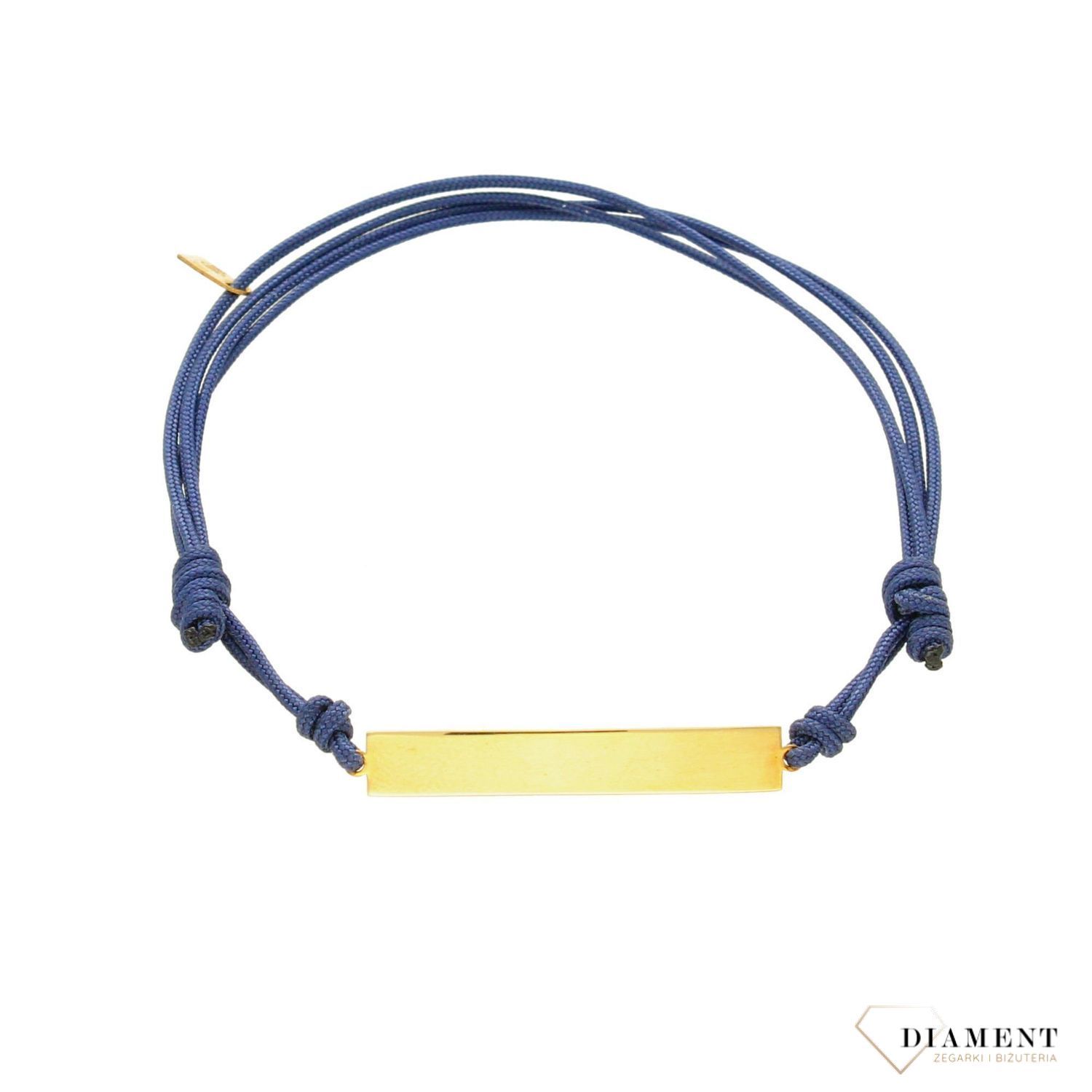 Bransoletka na granatowym sznureczku ze złotą blaszką BOZ141B 1.jpg